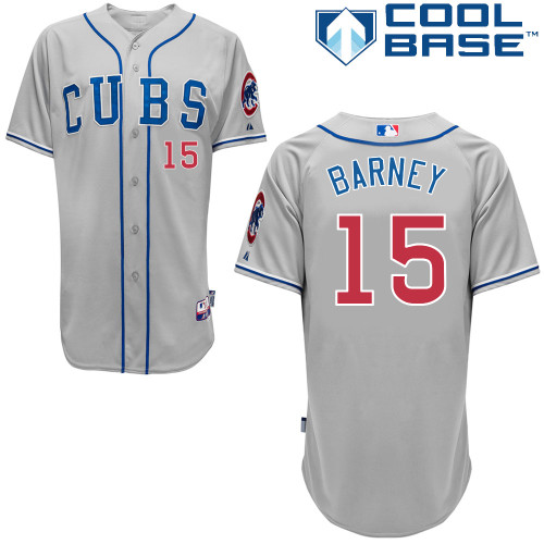Darwin Barney #15 MLB Jersey-Chicago Cubs Men's Authentic 2014 Road Gray Cool Base Baseball Jersey